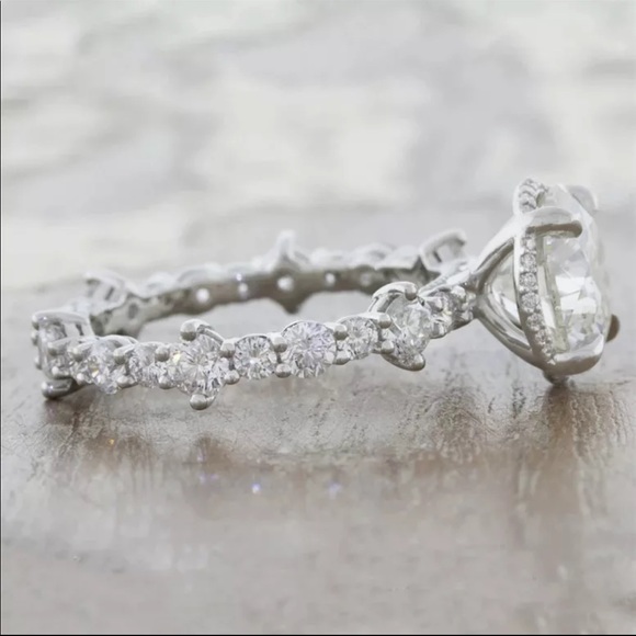 New 925 Silver 2pc Set Dainty Diamond Bridal Ring - Picture 2 of 4